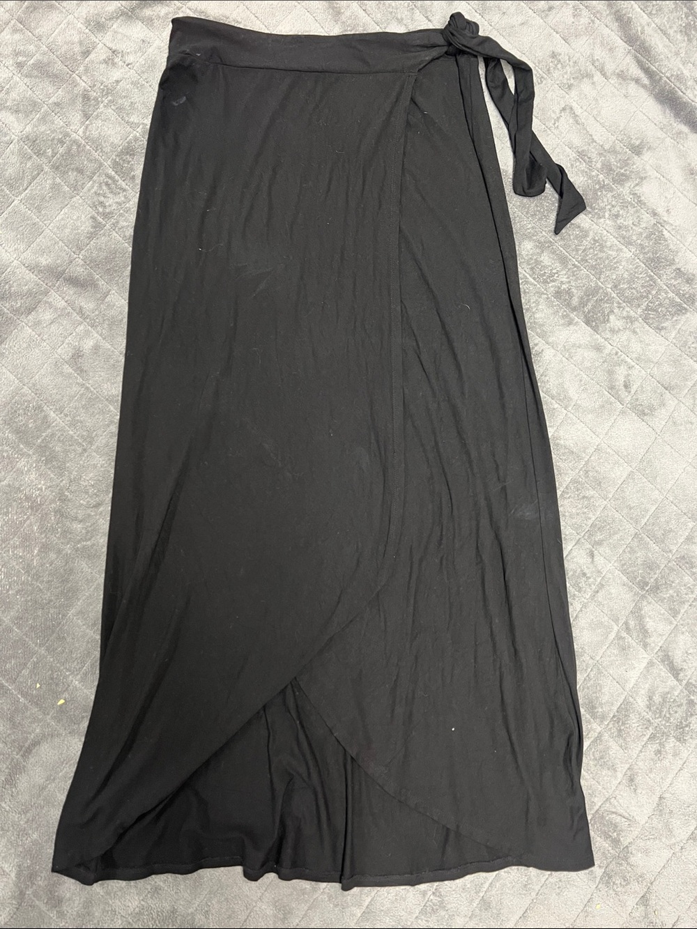 Artisan Ny Black Wrap Maxi Skirt with Tie Waist